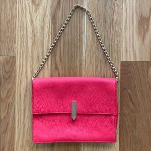 Tory Burch shoulder purse: bright pink, gold chain